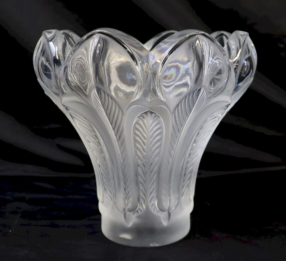 Appraisal: Large Lalique ESNA Vase Heavy Solid Vase with script signature