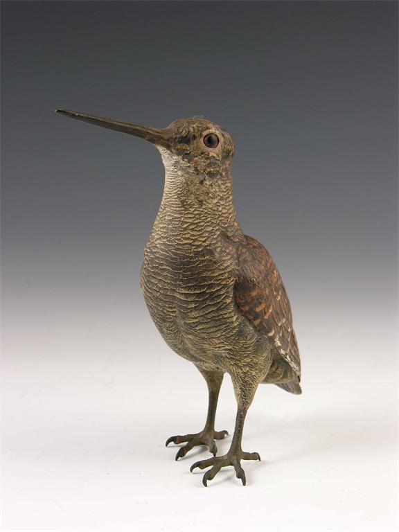 Appraisal: An Austrian cold painted bronze model of a Woodcock