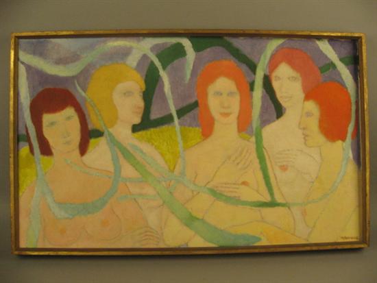 Appraisal: Patricia Anthony Mangione American th C Composition with Nudes Oil