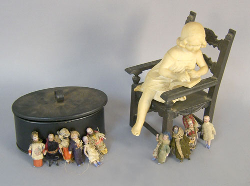 Appraisal: Group of miniature bisque dolls together with a brass doll