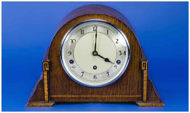 Appraisal: Good Quality Oak Cased Mantle Clock By Garrard Jewellers to