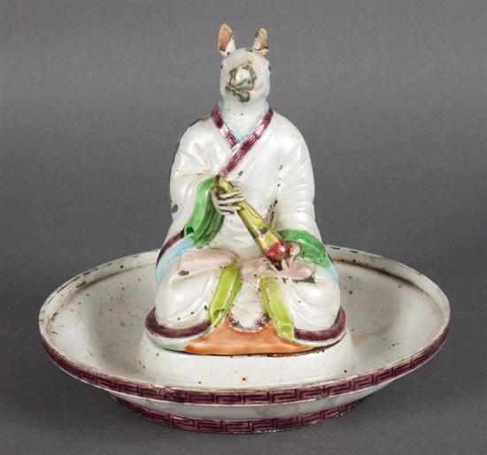 Appraisal: Chinese enameled zodiac rabbit bowl th century modeled as seated