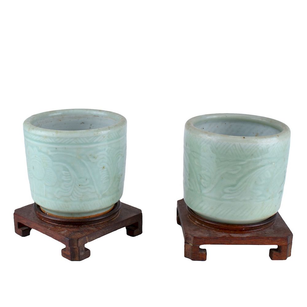 Appraisal: Pair of Chinese Celadon Longquan Style Jars Pair of Chinese