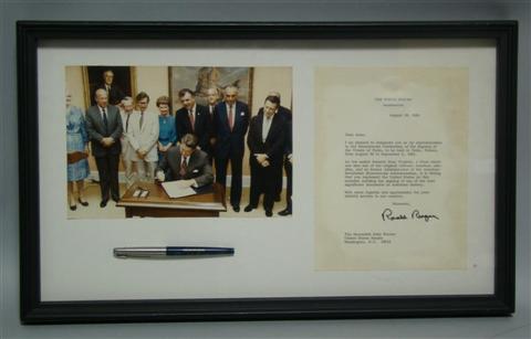 Appraisal: FROM THE OFFICE OF SENATOR JOHN WARNER - PRESIDENT RONALD