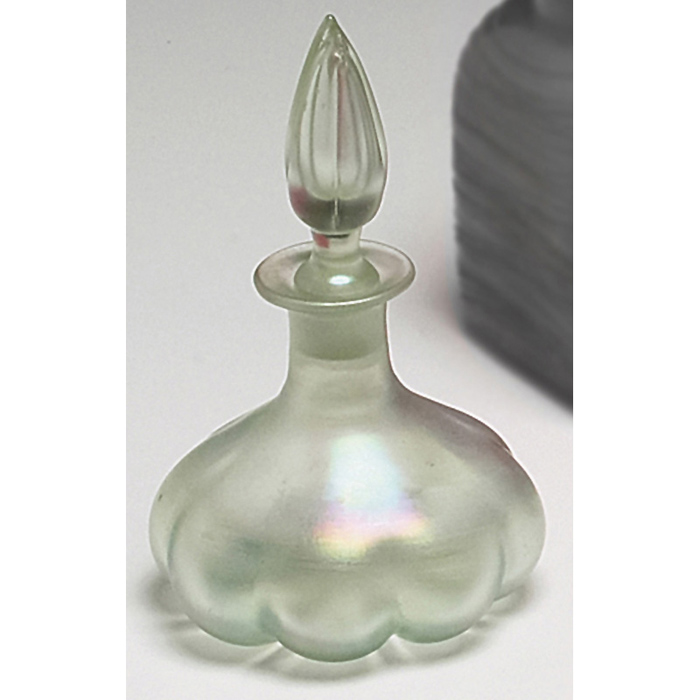 Appraisal: Steuben perfume bottle melon ribbed in Aqua Marine green Verre