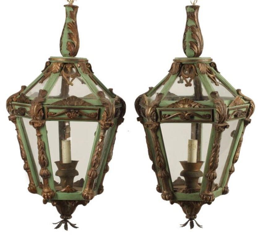 Appraisal: lot of Italianate parcel gilt and painted pentagon shaped lanterns