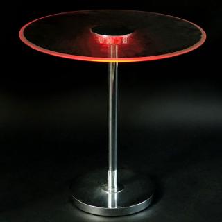 Appraisal: Modern Chrome and Glass Electrified Pedestal Table Scuffs to chrome