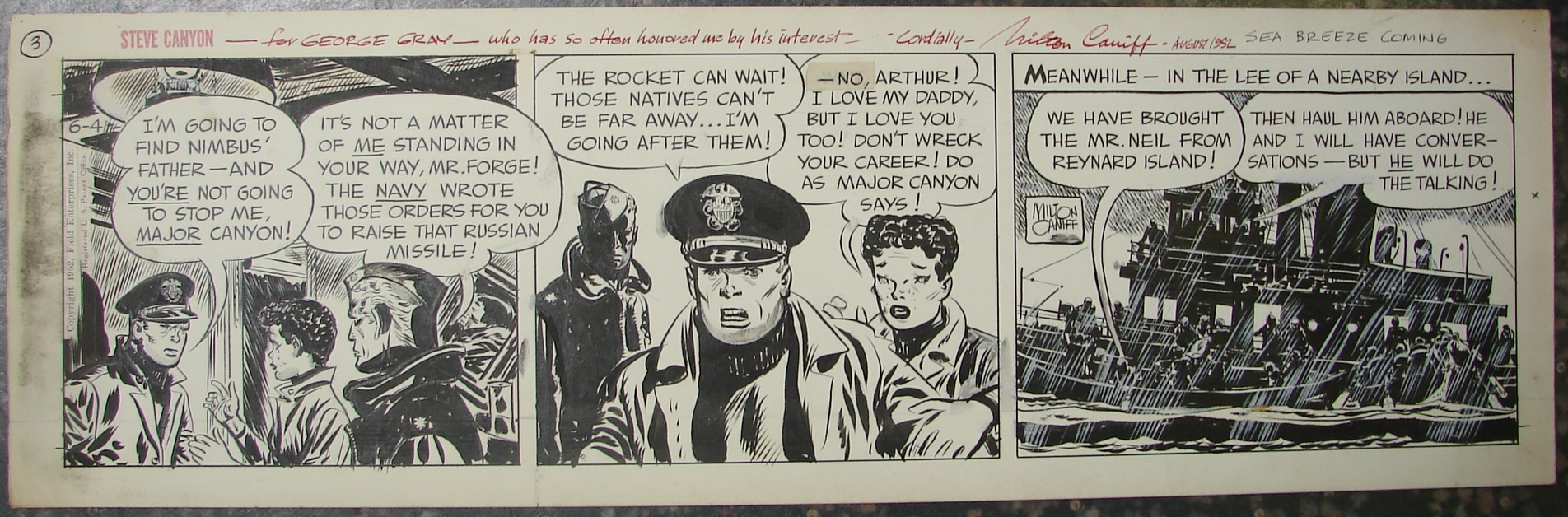 Appraisal: Milton Arthur Caniff American - STEVE CANYON DAILY COMIC ORIGINAL