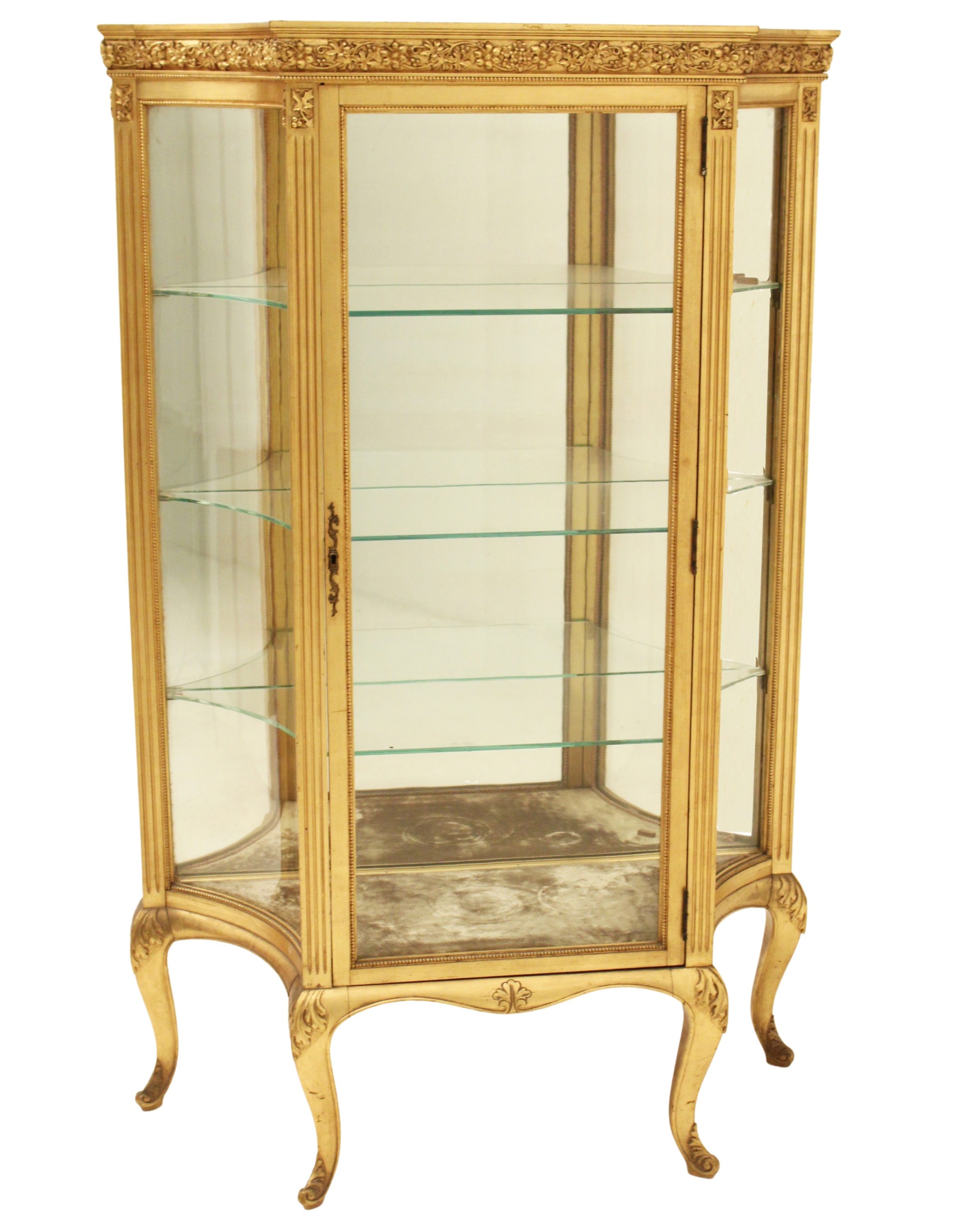 Appraisal: LOUIS XV STYLE CARVED GOLD LEAF VITRINE Louis XV style