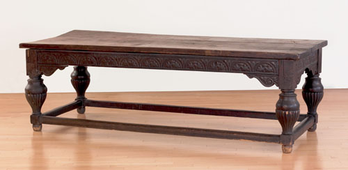 Appraisal: Jacobean oak and walnut refectory table late th c the