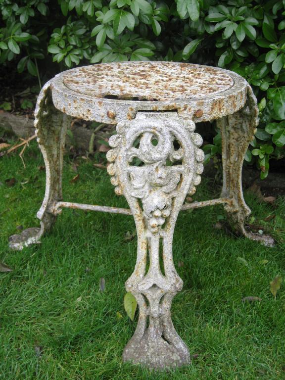 Appraisal: A cast iron Stool with pierced circular seat on three