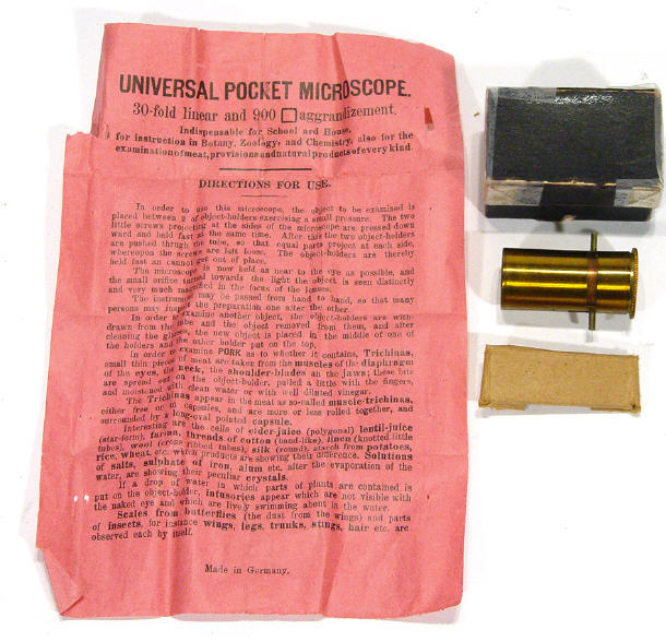 Appraisal: German Universal pocket microscope with glass slides and original printed