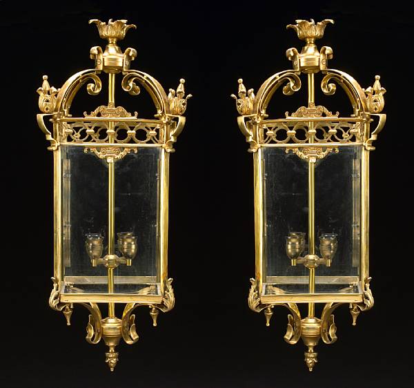 Appraisal: A pair of R gence style gilt bronze and glass