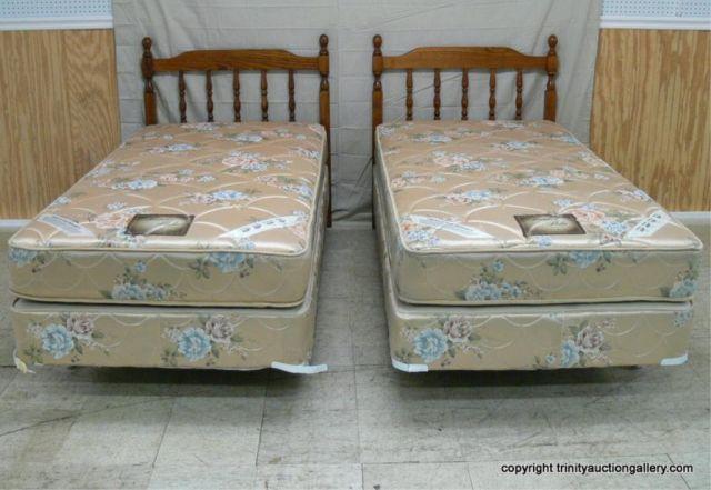 Appraisal: Pine Twin Size Bed - Headboard with Metal Frame -