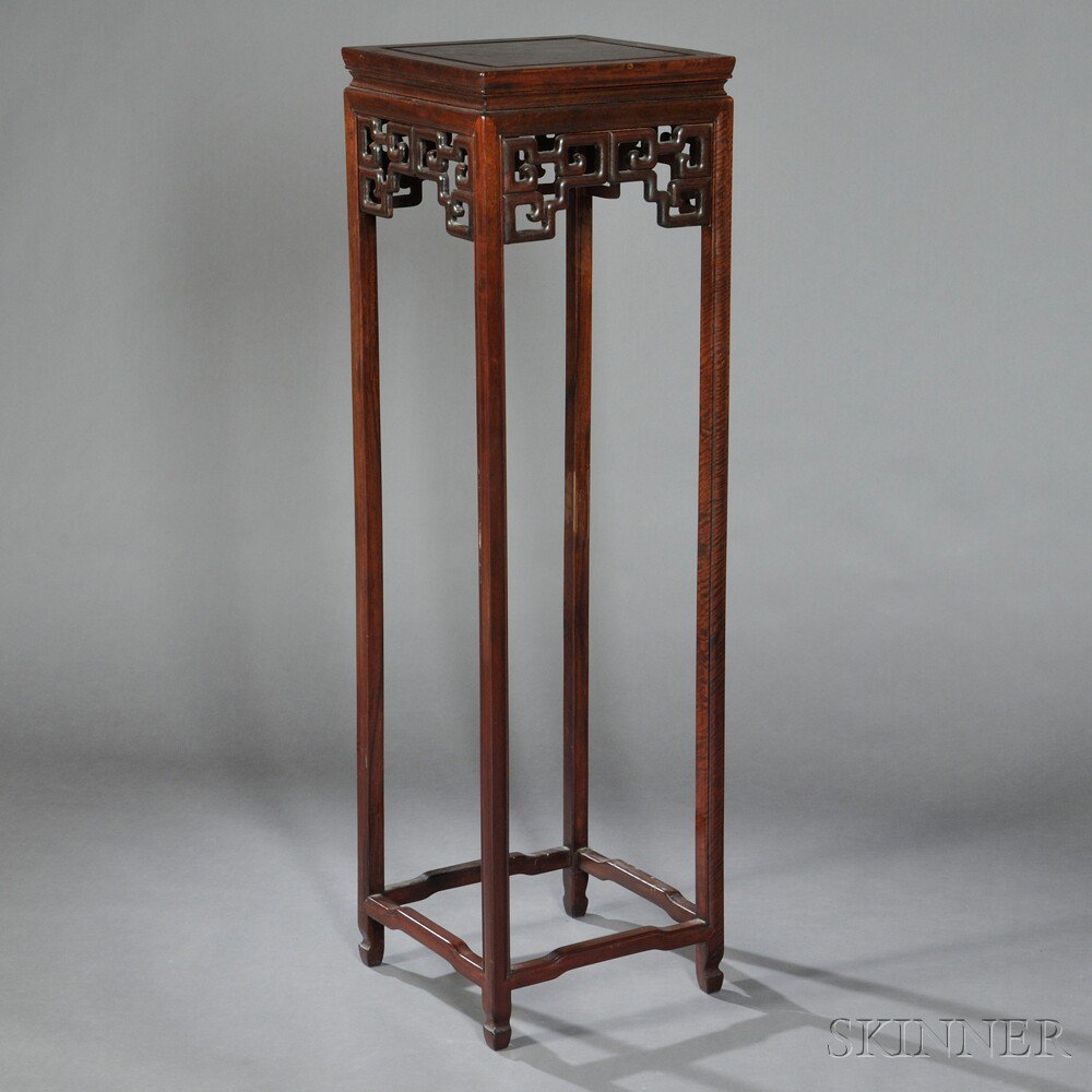 Appraisal: Tall Square Stand China th century hardwood top panel set