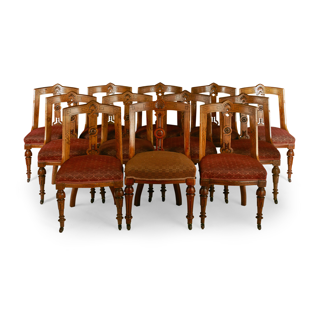 Appraisal: MATCHED SET OF TWELVE VICTORIAN OAK DINING CHAIRS TH CENTURY