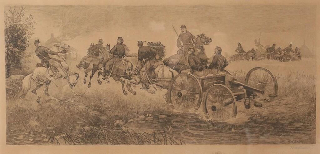 Appraisal: WILLIAM HENRY SHELTON ETCHING GOING INTO ACTIONWilliam Henry Shelton American