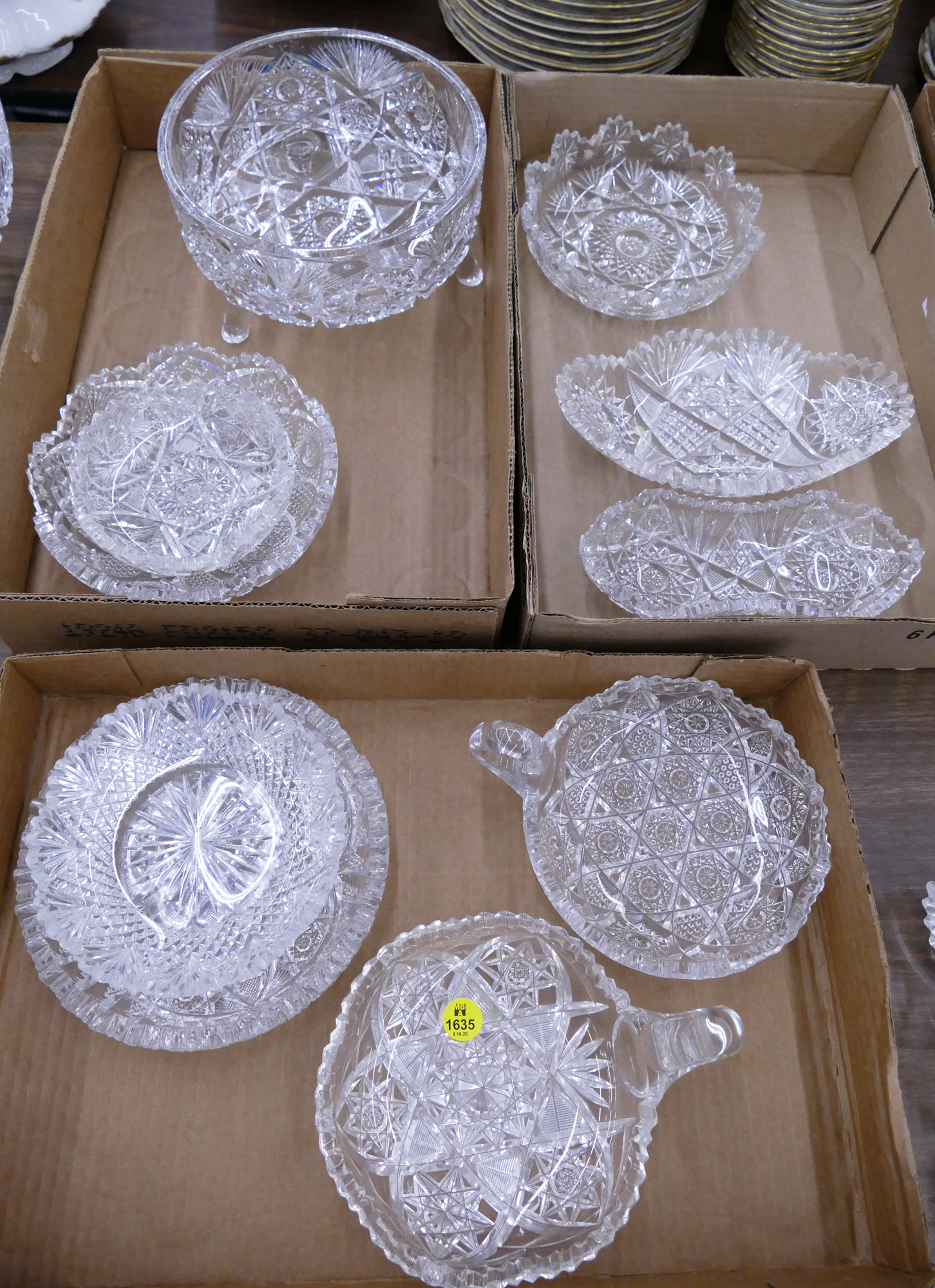 Appraisal: Boxes Brilliant Cut Glass Trays and Nappies