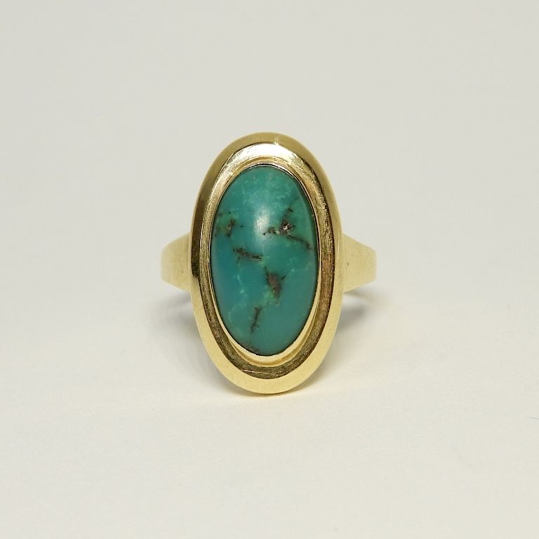 Appraisal: K Yellow Gold Turquoise Cabochon Stone Ring Unknown th Century