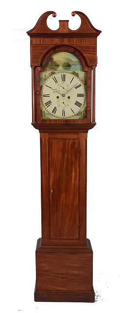 Appraisal: A TH CENTURY MAHOGANY LONGCASE CLOCK the enamel arched dial