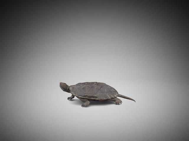 Appraisal: A Japanese bronze figure of a turtle marked possibly ryokame