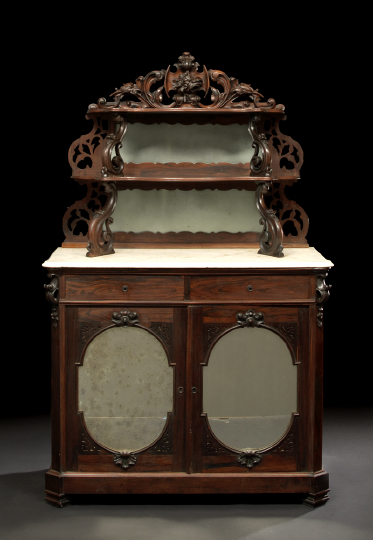 Appraisal: American Rococo Revival Rosewood Cabinet-Based Etagere third quarter th century