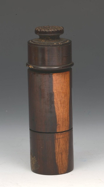 Appraisal: A TH CENTURY ROSEWOOD SEAL BOX of cylindrical form