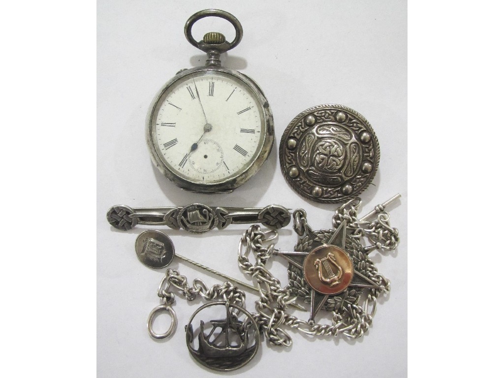 Appraisal: Lot of silver pieces to include Scottish brooches pocket watch