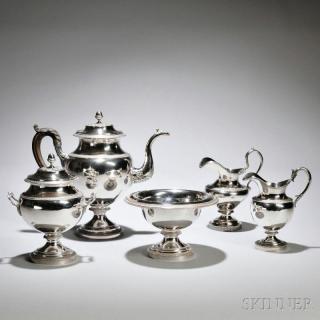 Appraisal: Five-piece Assembled American Coin Silver Coffee Service all probably Philadelphia