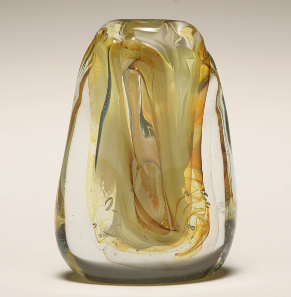 Appraisal: Michael Boylen yellow glass paperweight Signed H