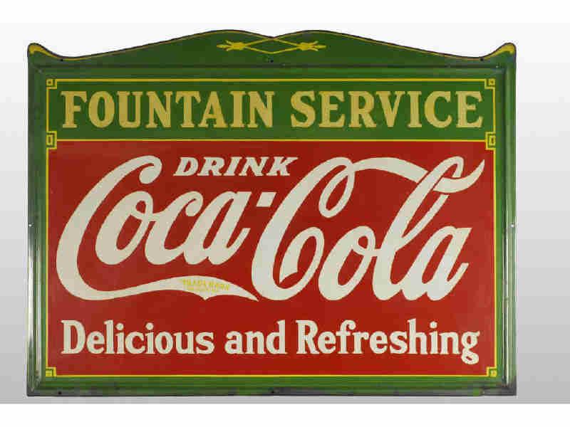 Appraisal: Coca-Cola Porcelain Fountain Service Sign Description s Self framed Nice