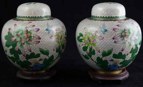 Appraisal: CHINESE CLOISONNE ENAMEL JARS AND COVERS of ovoid form with