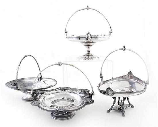 Appraisal: American Medallion pattern silverplated cake baskets circa comprising Meriden oval