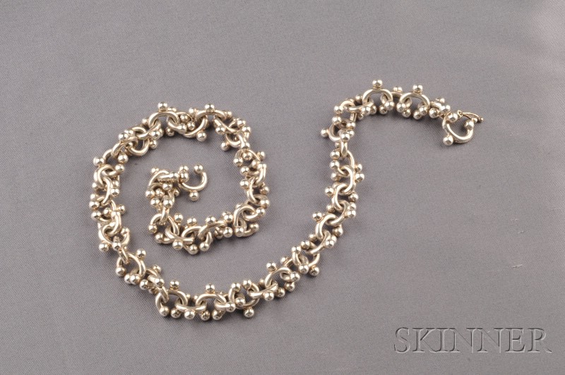 Appraisal: Sterling Silver Necklace Tiffany Co Paloma Picasso composed of interlocking