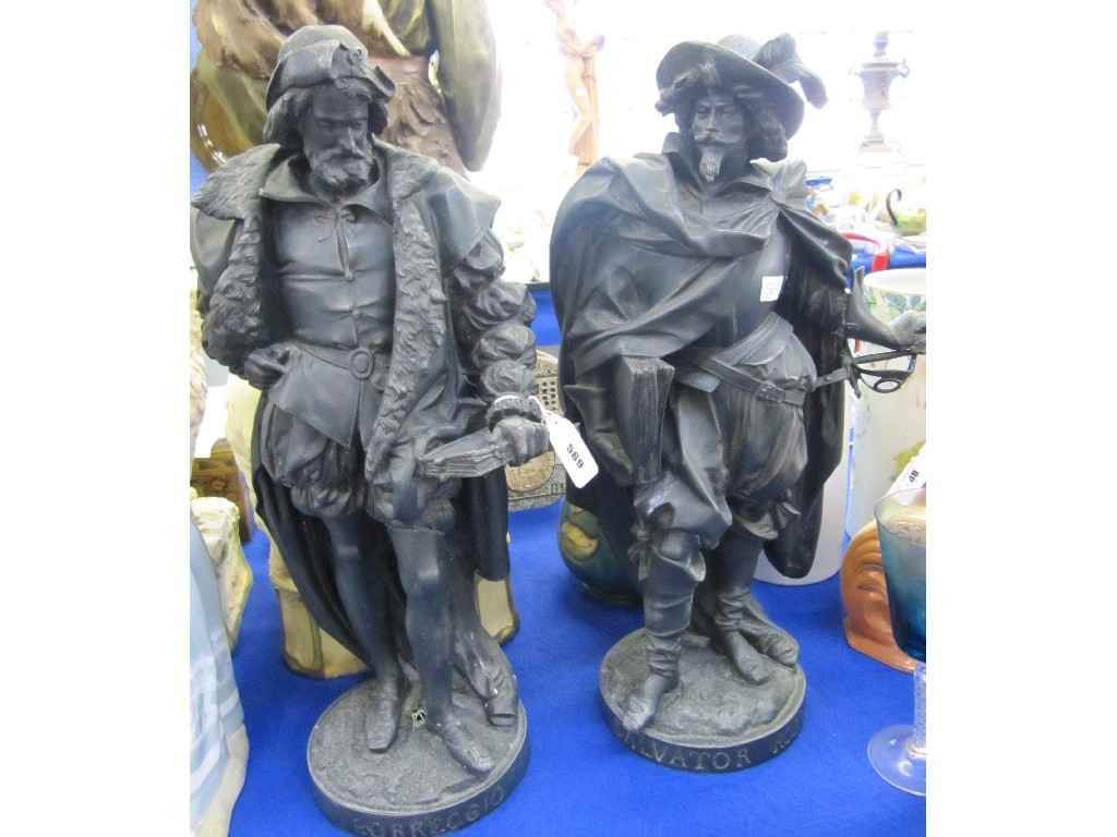 Appraisal: Two spelter figures of Salvator Rosa and Antontio de Correddio