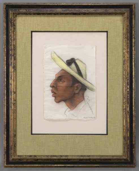 Appraisal: Diego Rivera ''Portrait of a man in a hat'' pasteland