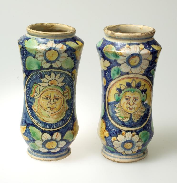 Appraisal: PAIR OF ITALIAN MAIOLICA ALBARELLI in th century style of