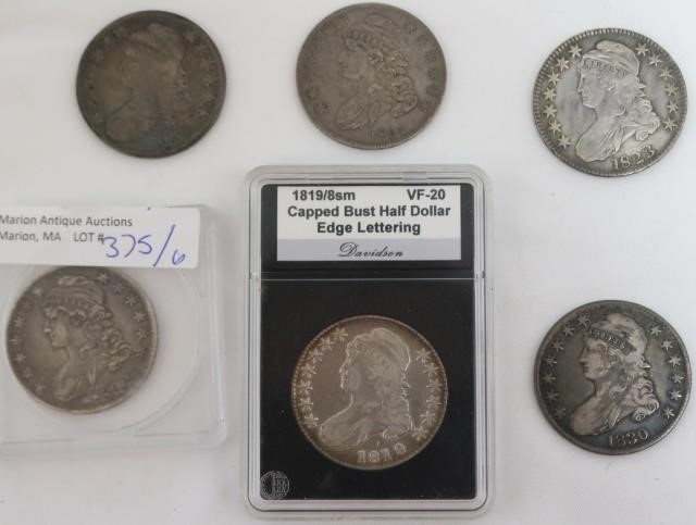 Appraisal: COLLECTION OF CAPPED BUST HALF DOLLAR COINS AND SLABBED S