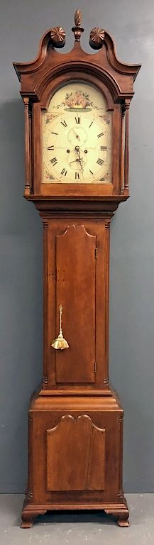 Appraisal: Chippendale Cherry Cased Tall Case Clock Chippendale cherry cased tall