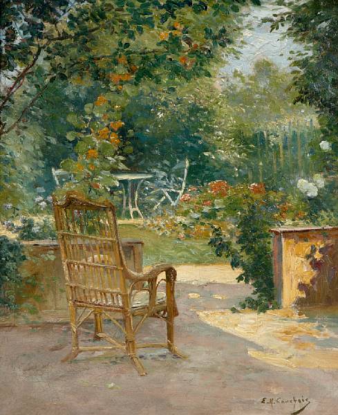 Appraisal: Eug ne Henri Cauchois French - Morning in the garden