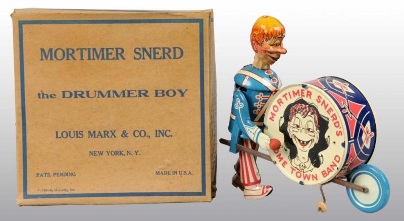 Appraisal: Marx Mortimer Snerd Drummer Toy in Orig Box Description Tin