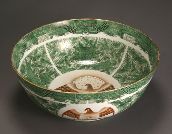 Appraisal: Chinese Export 'Green Fitzhugh' 'American Eagle' Decorated Large Punch Bowl