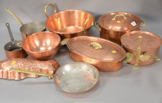 Appraisal: Nine piece lot to include Switzerland copper fish pot with