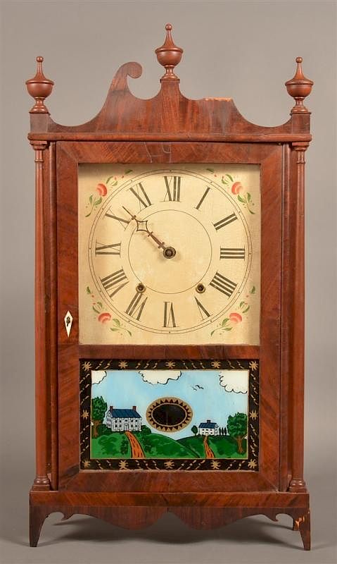 Appraisal: Silas Hoadley Plymouth CT Pillar and Scroll Clock Silas Hoadley