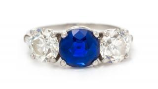 Appraisal: A Fine Platinum Montana Sapphire and Diamond Ring dwts A