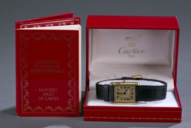 Appraisal: Ladies Must de Cartier Watch Vermeil case tank quartz swiss