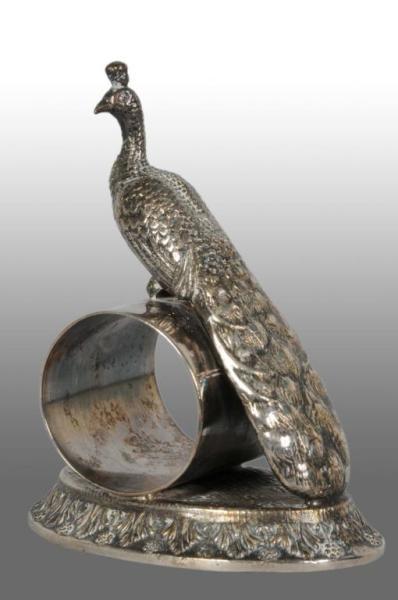 Appraisal: Large Peacock On Figural Napkin Ring Description Depicts peacock with