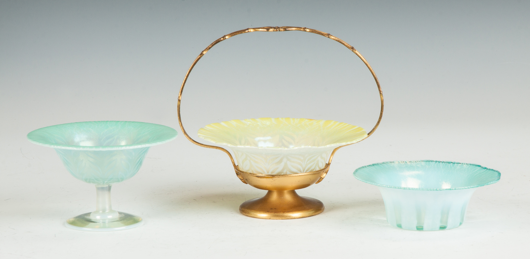 Appraisal: Tiffany Pastel Compote Bowl Early th cent Compote sgn LCT