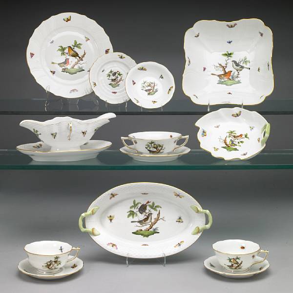 Appraisal: A Herend porcelain part dinner service In the 'Rothschild Bird'