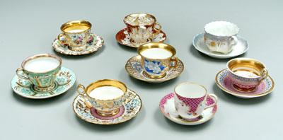 Appraisal: Eight porcelain cups and saucers one KPM gilt with blue